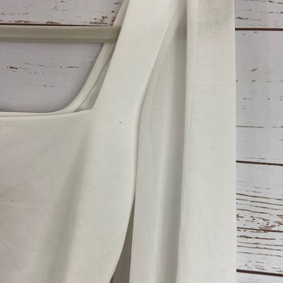 Windsor XS White Sheer Chiffon Long Sleeve Square Neck Crop Top Blouse - Picture 5 of 8